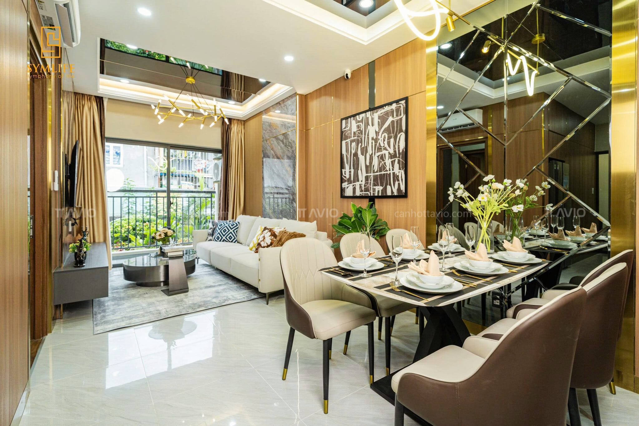 Căn 02pn Mẫu ở Symlife - Phòng Khách