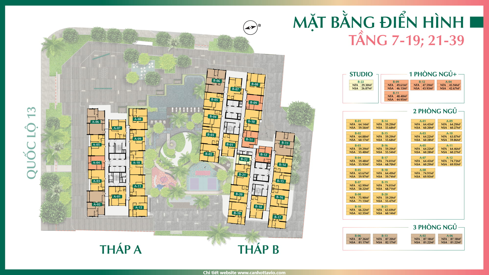 Mặt Bằng The Emerald Boulevard Tầng Điển Hình 7-19 Và 21-39