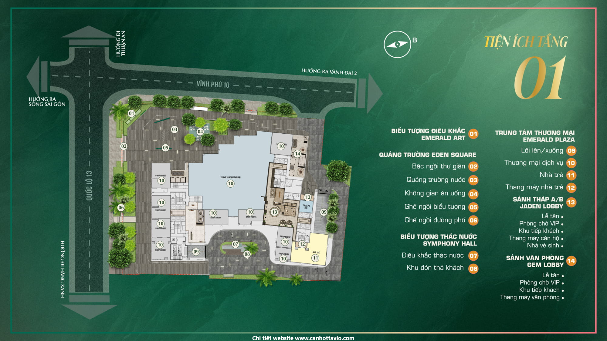 Mặt Bằng Tiện Ích The Emerald Boulevard Tầng 1