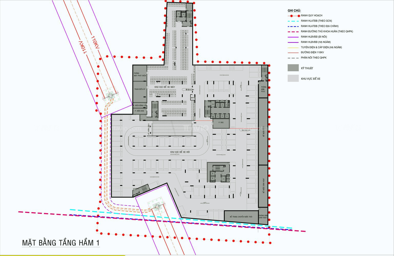 Mặt Bằng Ava Center ở Tầng Hầm 1