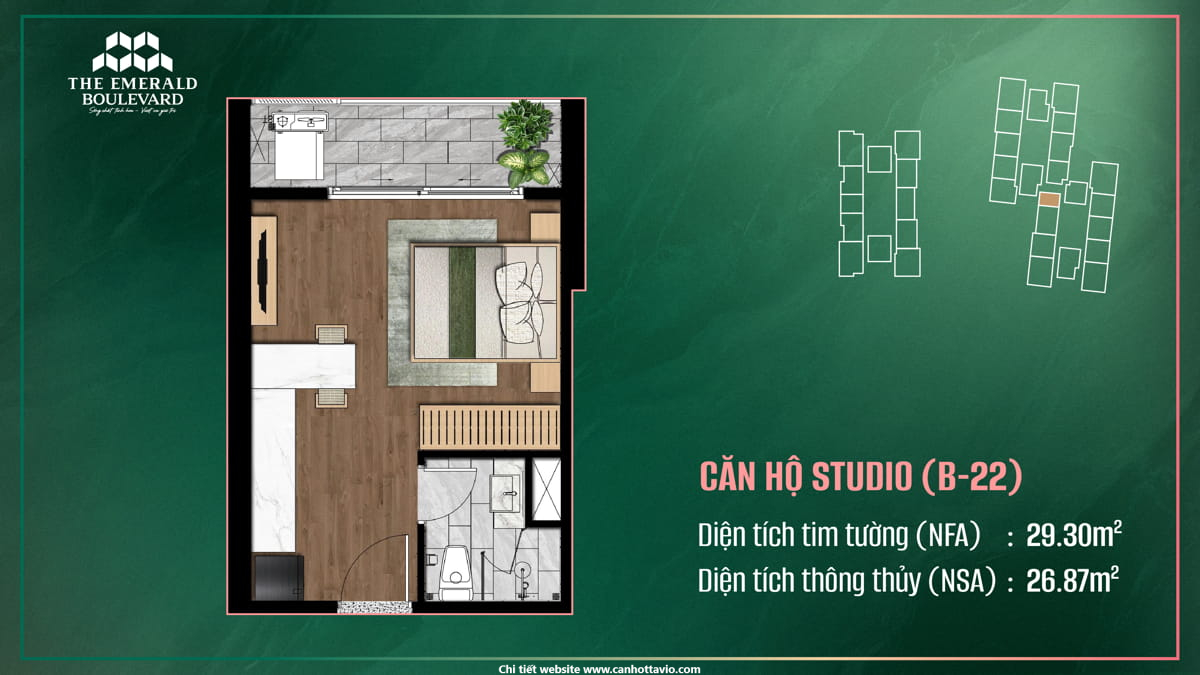 Thiết Kế Căn Hộ Studio B-22 The Emerald Boulevard