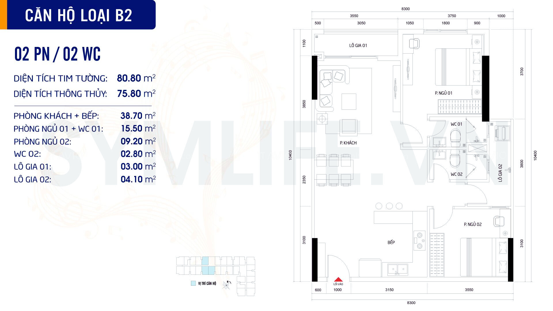 Thiết Kế Căn Hộ Symlife Loại B2