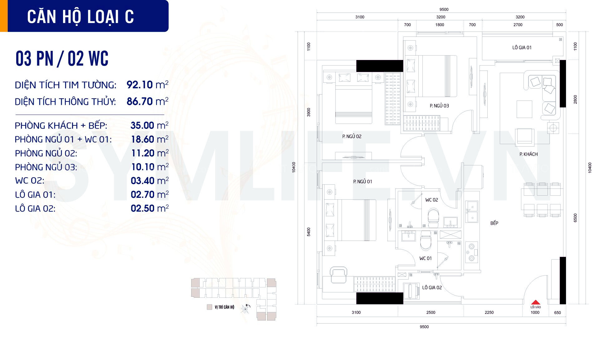 Thiết Kế Căn Hộ Symlife Loại C